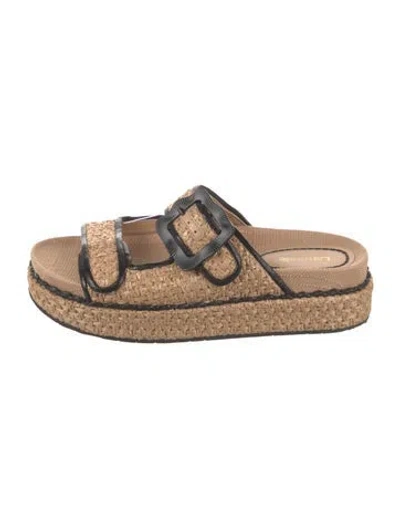 Pre-owned Larroude Raffia Espadrilles In Neutral