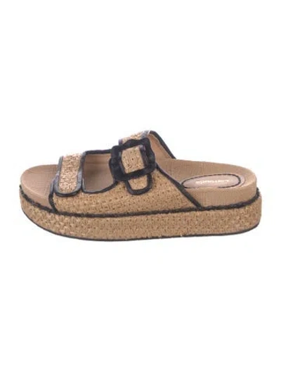 Pre-owned Larroude Raffia Espadrilles In Neutral