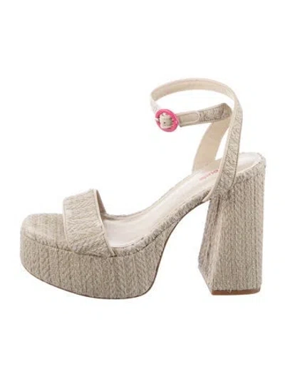 Pre-owned Larroude Raffia Espadrilles In Neutral