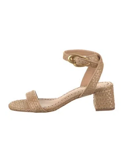 Pre-owned Larroude Raffia Espadrilles In Neutral
