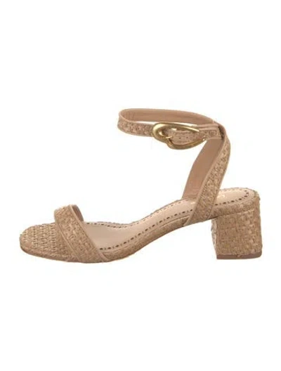 Pre-owned Larroude Raffia Espadrilles In Neutral