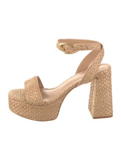 Pre-owned Larroude Raffia Espadrilles In Neutrals