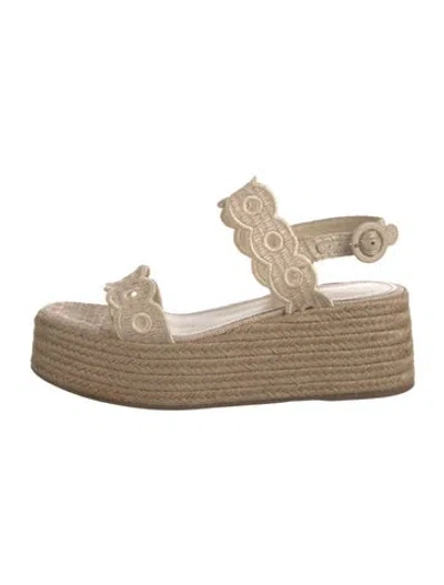 Pre-owned Larroude Raffia Espadrilles In Neutrals