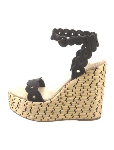 Pre-owned Larroude Raffia Espadrilles W/ Tags In Neutral