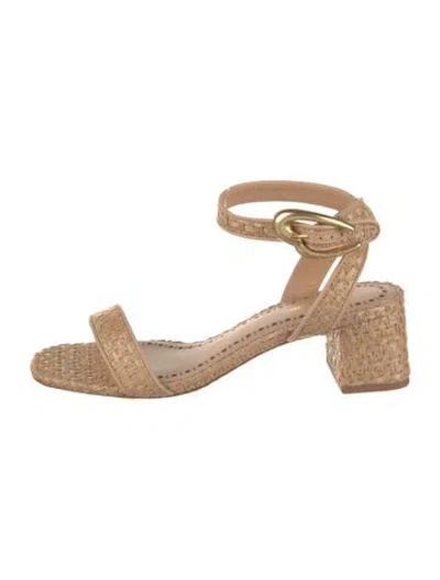 Pre-owned Larroude Raffia Espadrilles W/ Tags In Neutral