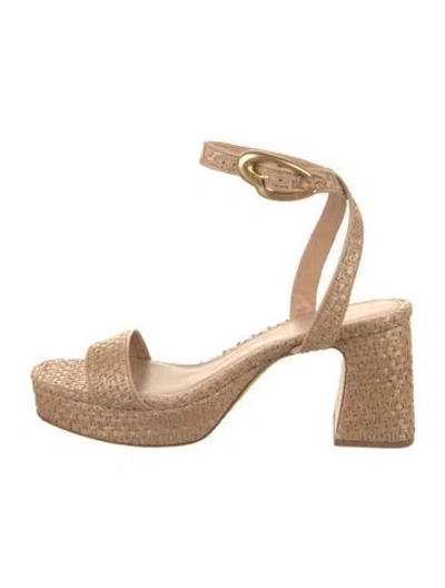 Pre-owned Larroude Raffia Espadrilles W/ Tags In Neutral