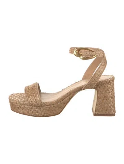 Pre-owned Larroude Raffia Espadrilles W/ Tags In Neutral
