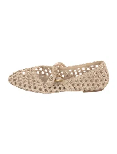 Pre-owned Larroude Raffia Lace Pattern Ballet Flats In Neutrals