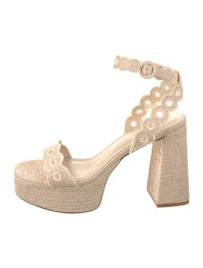 Pre-owned Larroude Raffia Lasercut Accents Espadrilles In Neutral