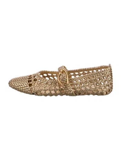 Pre-owned Larroude Raffia Mary Jane Flats