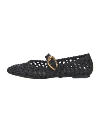 Pre-owned Larroude Raffia Mary Jane Flats In Blue