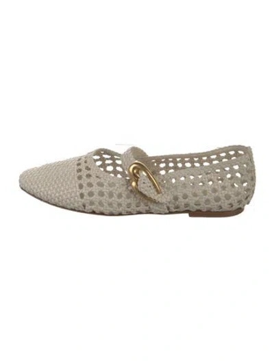 Pre-owned Larroude Raffia Mary Jane Flats In Neutrals