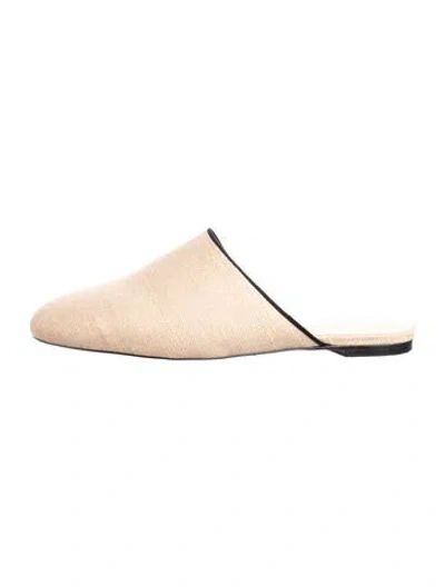 Pre-owned Larroude Raffia Mules In Neutrals