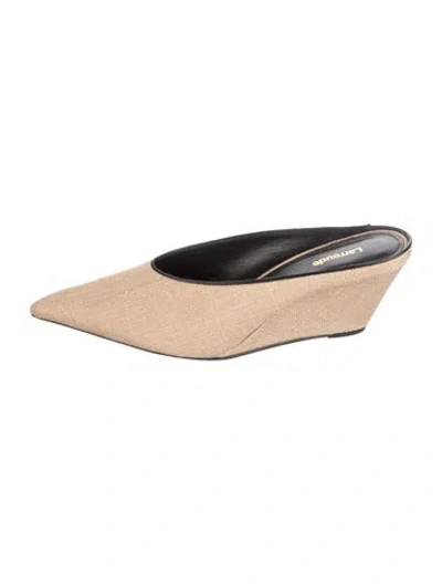 Pre-owned Larroude Raffia Mules In Neutrals