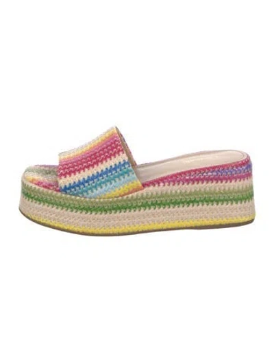 Pre-owned Larroude Raffia Patterned Espadrilles In Neutral