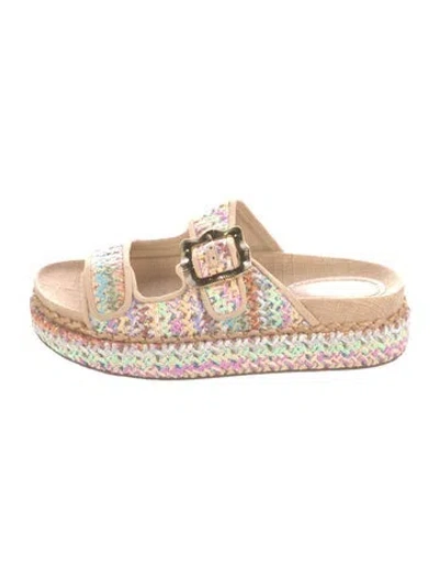 Pre-owned Larroude Raffia Patterned Espadrilles In Neutral