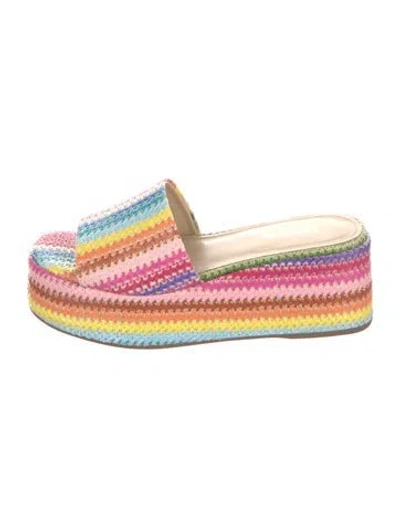 Pre-owned Larroude Raffia Patterned Espadrilles In Pink