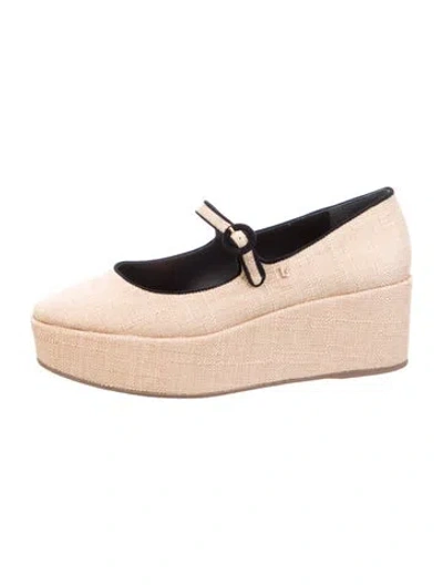 Pre-owned Larroude Raffia Pumps In Neutral