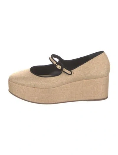 Pre-owned Larroude Raffia Pumps In Neutral