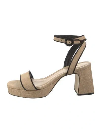 Pre-owned Larroude Raffia Sandals