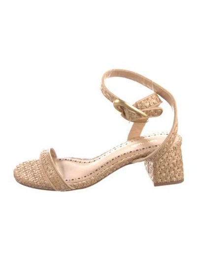 Pre-owned Larroude Raffia Sandals In Neutral