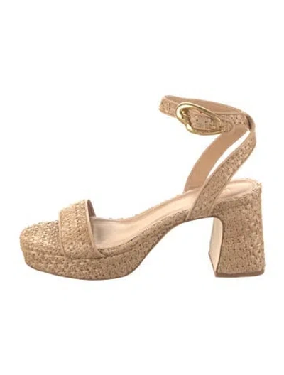 Pre-owned Larroude Raffia Sandals In Neutral