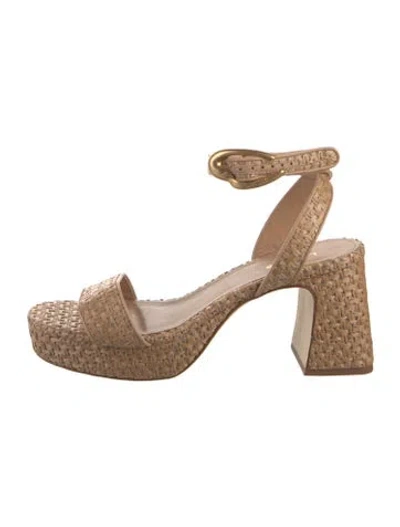 Pre-owned Larroude Raffia Sandals In Neutral