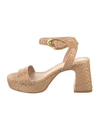 Pre-owned Larroude Raffia Sandals In Neutral