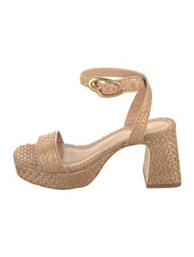 Pre-owned Larroude Raffia Sandals In Neutral