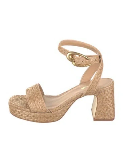 Pre-owned Larroude Raffia Sandals In Neutral