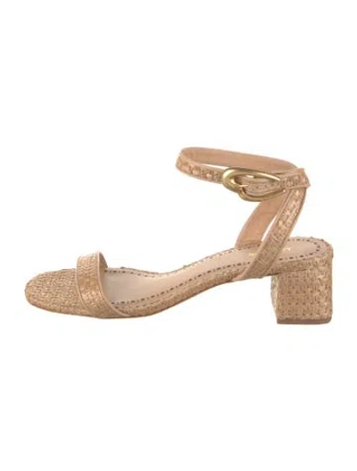 Pre-owned Larroude Raffia Sandals In Neutral
