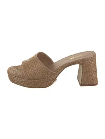Pre-owned Larroude Raffia Sandals In Neutral