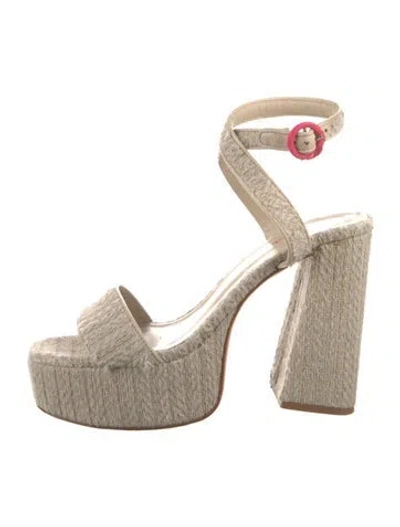 Pre-owned Larroude Raffia Sandals In Neutral
