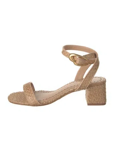 Pre-owned Larroude Raffia Sandals In Neutral