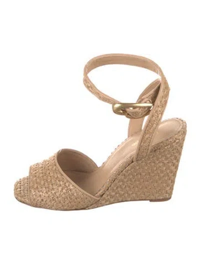Pre-owned Larroude Raffia Sandals In Neutrals