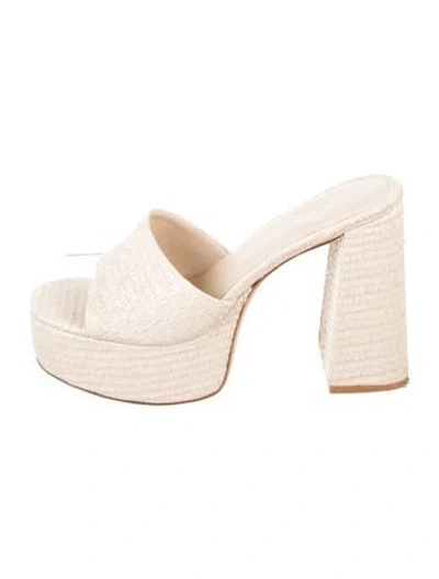 Pre-owned Larroude Raffia Sandals In Neutrals