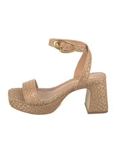Pre-owned Larroude Raffia Sandals In Neutrals