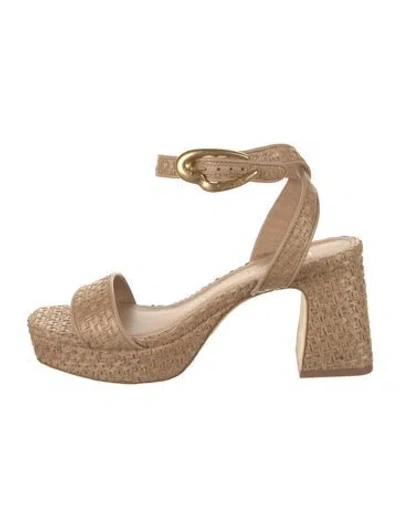 Pre-owned Larroude Raffia Sandals In Neutrals