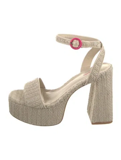 Pre-owned Larroude Raffia Sandals In Neutrals