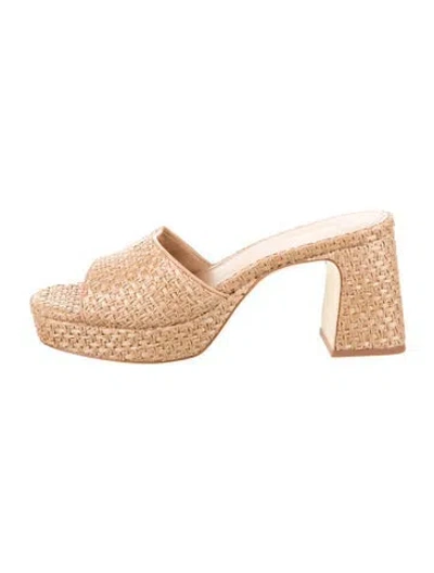 Pre-owned Larroude Raffia Sandals W/ Tags In Neutral