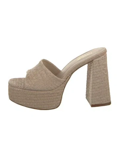 Pre-owned Larroude Raffia Sandals W/ Tags In Neutrals