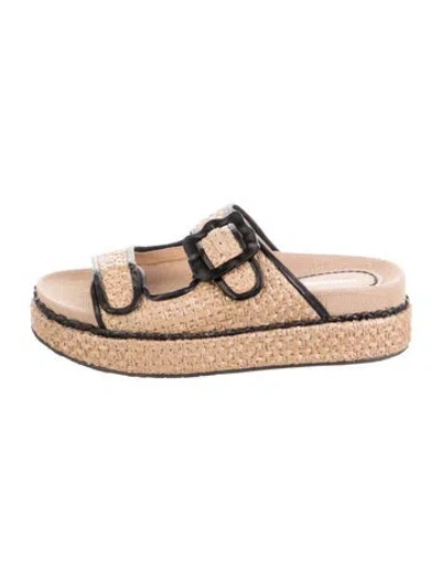 Pre-owned Larroude Raffia Slides In Multi