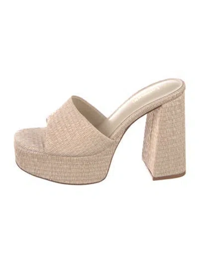 Pre-owned Larroude Raffia Slides In Neutral