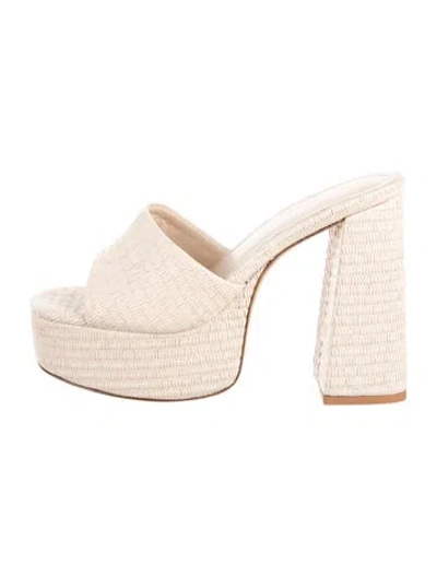 Pre-owned Larroude Raffia Slides In Neutral