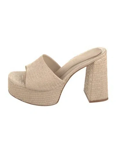 Pre-owned Larroude Raffia Slides In Neutral