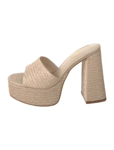 Pre-owned Larroude Raffia Slides In Neutral
