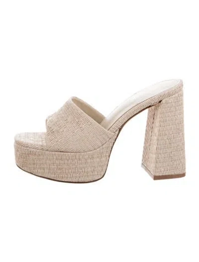 Pre-owned Larroude Raffia Slides In Neutrals
