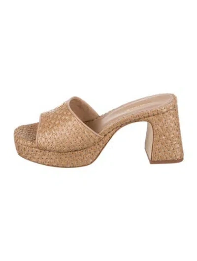 Pre-owned Larroude Raffia Slides In Neutrals