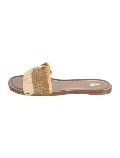 Pre-owned Larroude Raffia Slides In Neutrals