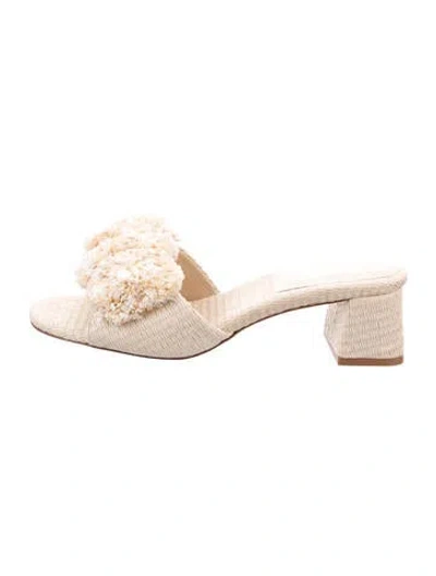Pre-owned Larroude Raffia Slides In Neutrals